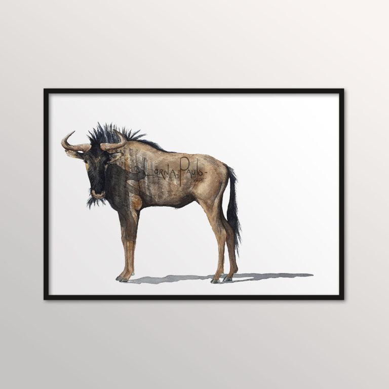 watercolor wildebeest art
