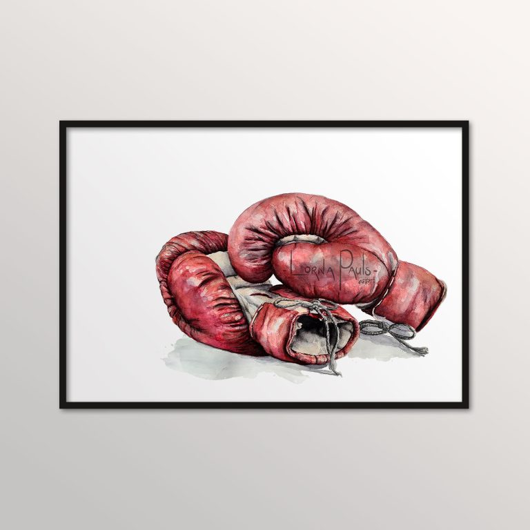 watercolor boxing gloves art