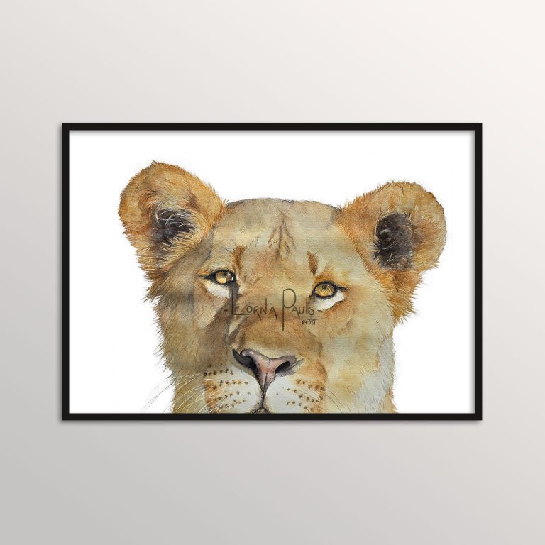 watercolor lioness painting