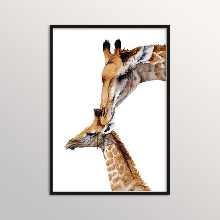 Mom and baby giraffe painting